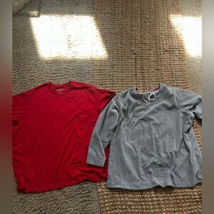 WOMEN’S RED SHIRT & STRIPE SWEATER BOTH FOR $10
